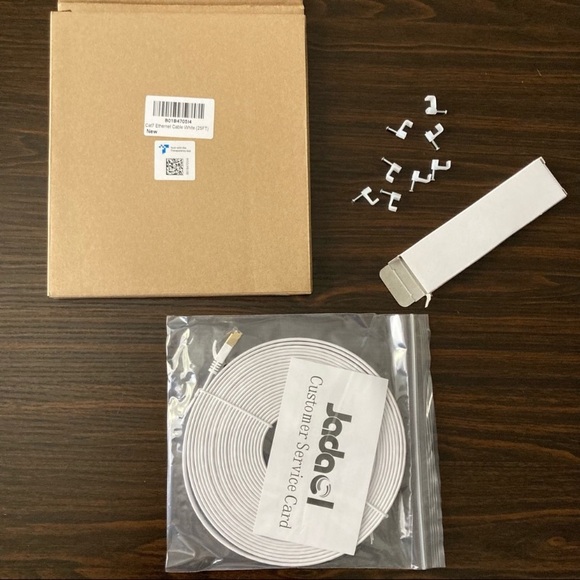 SET OF 5 Jadaol Cat 7 Ethernet Cable 25ft Shielded Solid Flat Connect Cables NWT - Picture 1 of 16